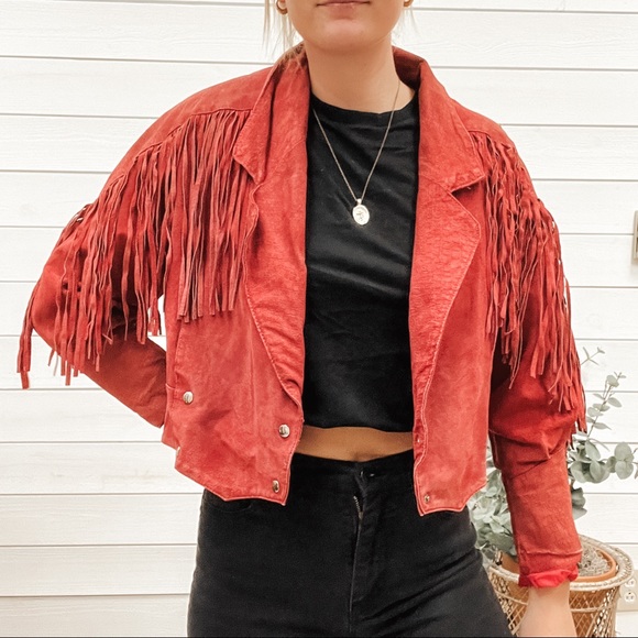 Jackets & Coats Vintage Red Fringe Jacket Poshmark